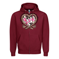 Burgundy western cowhide heart Zipper Hoodie - CowhideDigitalArt