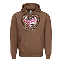 Chestnut western cowhide heart Zipper Hoodie - CowhideDigitalArt