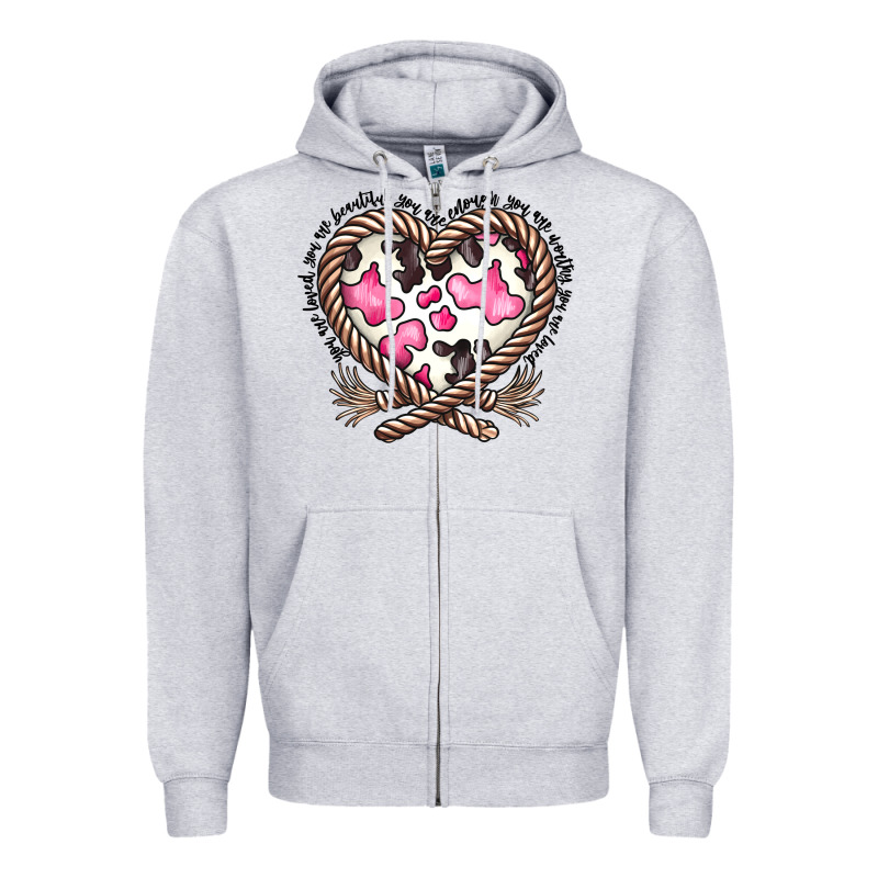 Western Cowhide Heart Zipper Hoodie by CowhideDigitalArt | Teevron