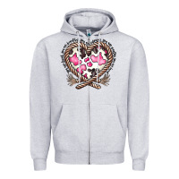 Heather Grey western cowhide heart Zipper Hoodie - CowhideDigitalArt
