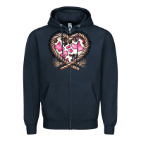 Navy western cowhide heart Zipper Hoodie - CowhideDigitalArt