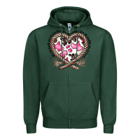 Sports Green western cowhide heart Zipper Hoodie - CowhideDigitalArt