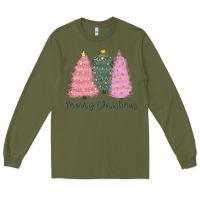 Army Green merry christmas trees Long Sleeve Tee - CowGirlArtShop