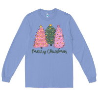 Colony Blue merry christmas trees Long Sleeve Tee - CowGirlArtShop