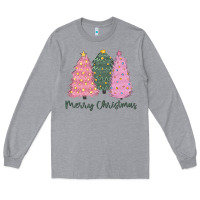 Heather Grey merry christmas trees Long Sleeve Tee - CowGirlArtShop