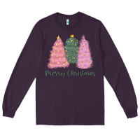 Plum merry christmas trees Long Sleeve Tee - CowGirlArtShop