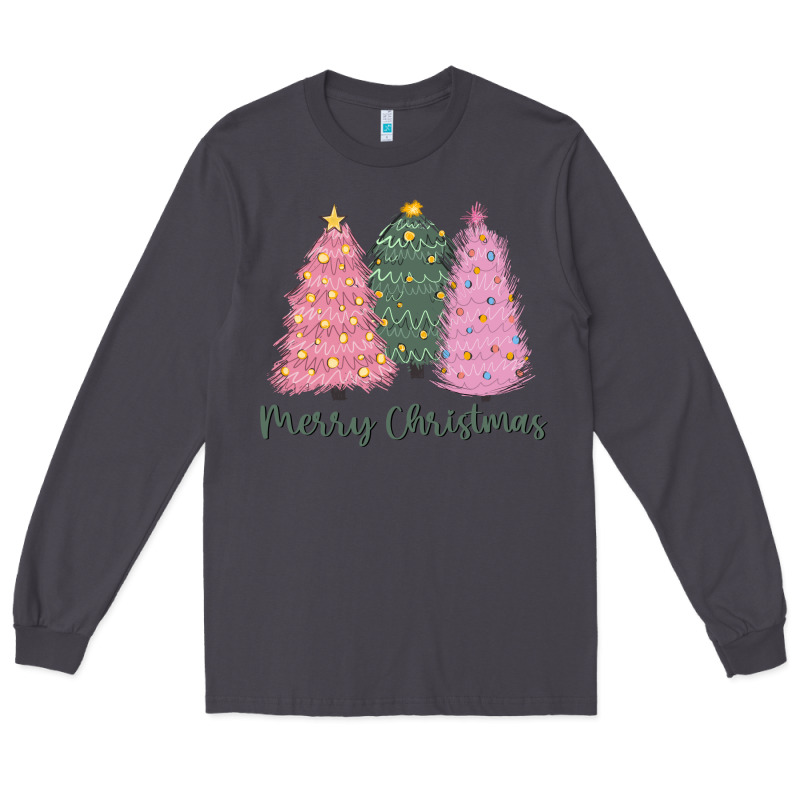 Merry Christmas Trees Long Sleeve Tee by CowGirlArtShop | Teevron