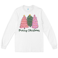 White merry christmas trees Long Sleeve Tee - CowGirlArtShop