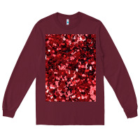 Burgundy red glitter party sequins Long Sleeve Tee - lanVoArt