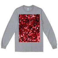 Heather Grey red glitter party sequins Long Sleeve Tee - lanVoArt