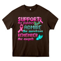 Chocolate Brown Support The Lighters Admire The Survivors Remember The Angels Heavy Core Tee - BundleAndBundleShop