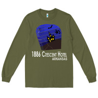Army Green 1886 Crescent Hotel Eureka Springs Arkansas USA Halloween Haunted Bat  Long Sleeve Tee - lanVoArt