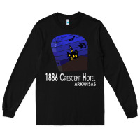 Black 1886 Crescent Hotel Eureka Springs Arkansas USA Halloween Haunted Bat  Long Sleeve Tee - lanVoArt