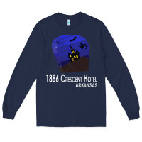 Navy 1886 Crescent Hotel Eureka Springs Arkansas USA Halloween Haunted Bat  Long Sleeve Tee - lanVoArt