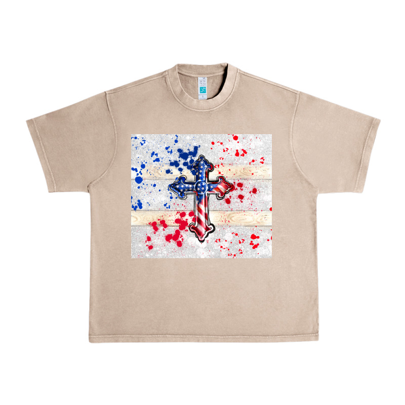 4th Of July Flag Cross Urban Heavy Tee by TumblerDesignByShophia | Teevron
