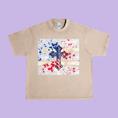 4th Of July Flag Cross Urban Heavy Tee Designed By Tumblerdesignbyshophia