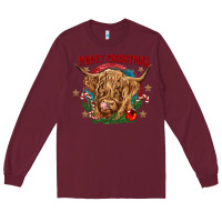 Burgundy mooey christmas Long Sleeve Tee - CowGirlArtShop
