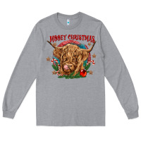 Heather Grey mooey christmas Long Sleeve Tee - CowGirlArtShop