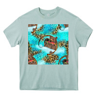 Arona Mama Bear Hunting Fish With Leopard Seamless Pattern Heavy Core Tee - BundleAndBundleShop