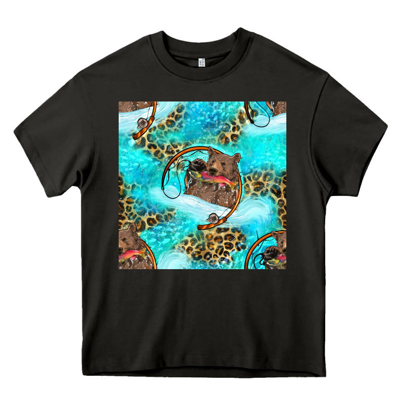 Mama Bear Hunting Fish With Leopard Seamless Pattern Heavy Core Tee by BundleAndBundleShop | Teevron
