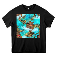 Black Mama Bear Hunting Fish With Leopard Seamless Pattern Heavy Core Tee - BundleAndBundleShop