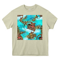 Mossy Mama Bear Hunting Fish With Leopard Seamless Pattern Heavy Core Tee - BundleAndBundleShop