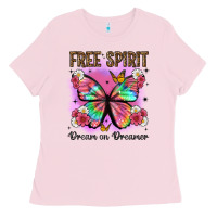 Bubblegum Pink free spirit dream on dreamer Ladies Tee - Artiststas