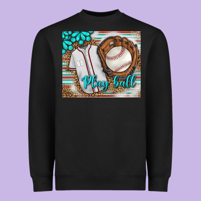 Baseball Play Ball With Leopard Mousepad Heavyweight Sweatshirt Designed By Bundleandbundleshop