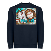 Navy Baseball Play Ball With Leopard Mousepad Heavyweight Sweatshirt - BundleAndBundleShop