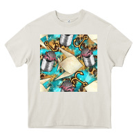 Cream Paper Fish And Canned With Anchor Seamless Pattern Pbs Heavy Core Tee - BundleAndBundleShop