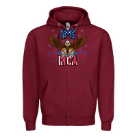 Burgundy America eagle Zipper Hoodie - CowhideDigitalArt