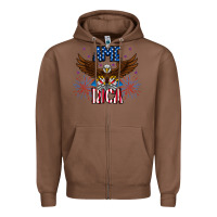 Chestnut America eagle Zipper Hoodie - CowhideDigitalArt