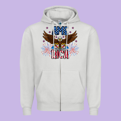 America Eagle Zipper Hoodie Designed By Cowhidedigitalart