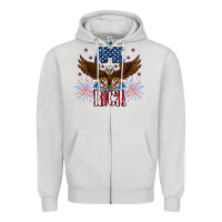 Dove Grey America eagle Zipper Hoodie - CowhideDigitalArt