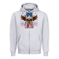 Heather Grey America eagle Zipper Hoodie - CowhideDigitalArt