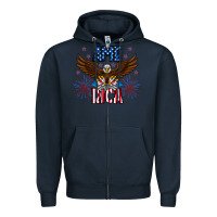 Navy America eagle Zipper Hoodie - CowhideDigitalArt