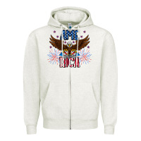 Oatmeal Heather America eagle Zipper Hoodie - CowhideDigitalArt