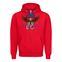 Red America eagle Zipper Hoodie - CowhideDigitalArt