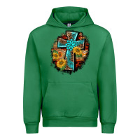 Emerald western turquoise's leopard cross  wooden aztek sunflowers background Urban Hoodie - BarkalooDesign