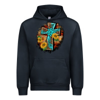 Navy western turquoise's leopard cross  wooden aztek sunflowers background Urban Hoodie - BarkalooDesign