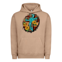 Pigment Burro western turquoise's leopard cross  wooden aztek sunflowers background Urban Hoodie - BarkalooDesign