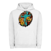 Pigment Lunar Rock western turquoise's leopard cross  wooden aztek sunflowers background Urban Hoodie - BarkalooDesign