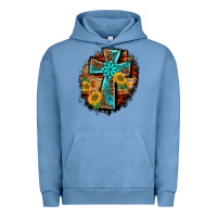 Pigment Pebble Blue western turquoise's leopard cross  wooden aztek sunflowers background Urban Hoodie - BarkalooDesign