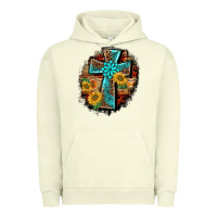 Pigment Pistachio western turquoise's leopard cross  wooden aztek sunflowers background Urban Hoodie - BarkalooDesign