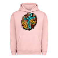 Pigment Salmon western turquoise's leopard cross  wooden aztek sunflowers background Urban Hoodie - BarkalooDesign