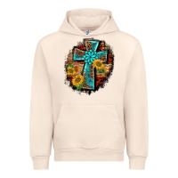 Sandshell western turquoise's leopard cross  wooden aztek sunflowers background Urban Hoodie - BarkalooDesign
