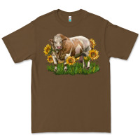 Cacao simmental bull with sunflowers Premium Tee - LillyAllenDesigns