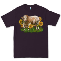Plum simmental bull with sunflowers Premium Tee - LillyAllenDesigns