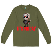 Army Green Funny Friday 13th Funny Halloween Horror Long Sleeve Tee - lanVoArt