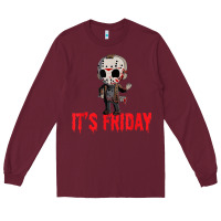 Burgundy Funny Friday 13th Funny Halloween Horror Long Sleeve Tee - lanVoArt